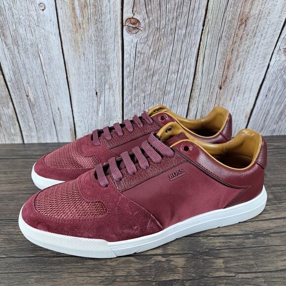 Hugo Boss Cosmo Lace Up Tennis Sneaker Burgundy Women's Size 10 EU40 (GUC) - Picture 1 of 9